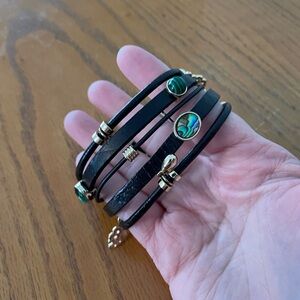 WHBM cuff bracelet with magnetic clasp, green, brown, gold